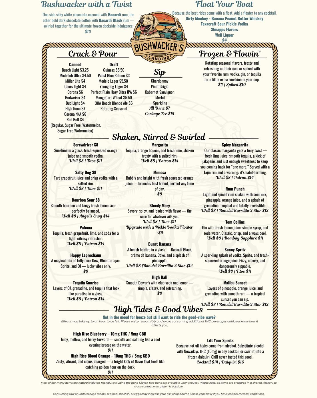 Bushwacker’s Landing Drinks
