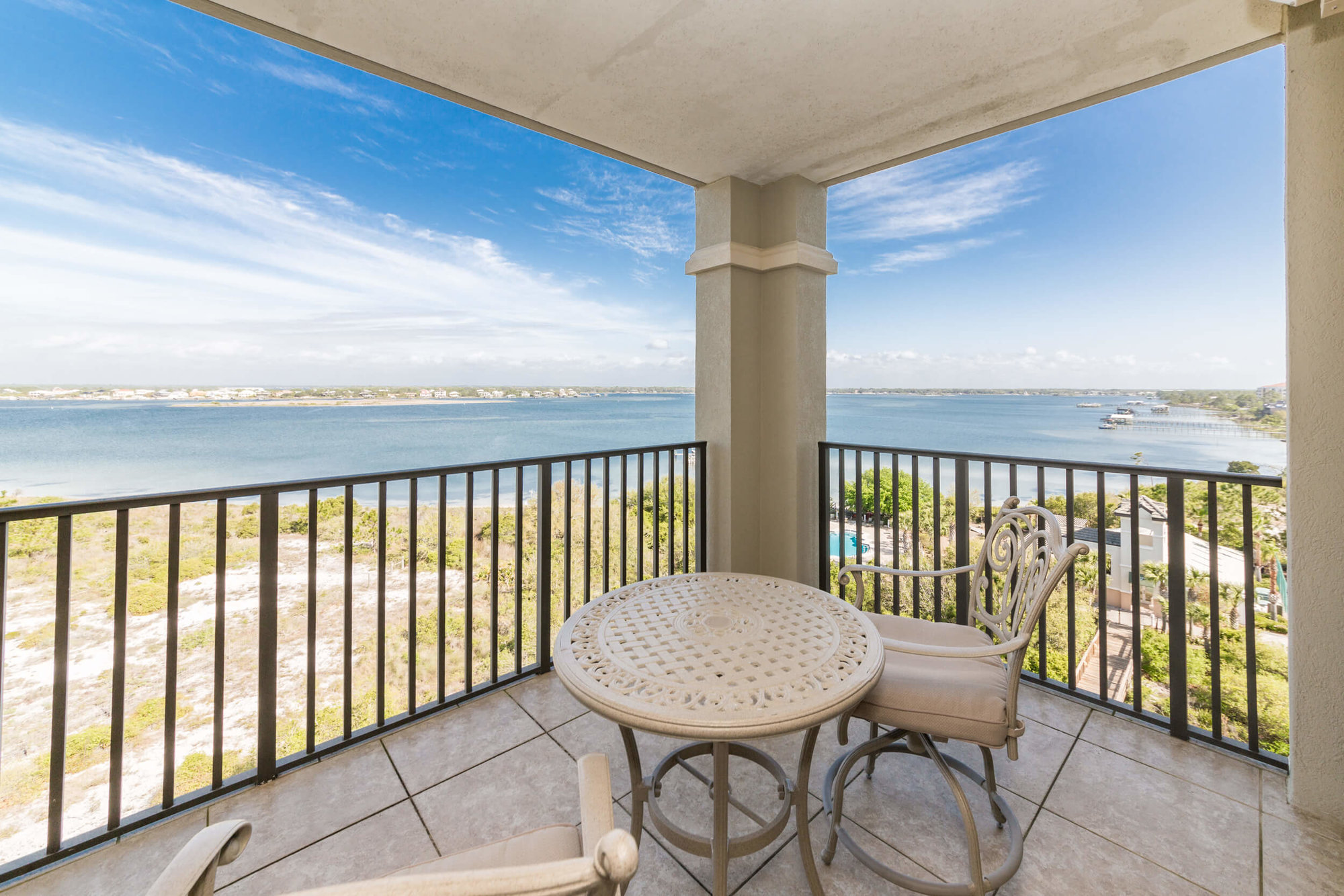Balcony view of Old River and the state park at Florencia condos in Perdido Key
